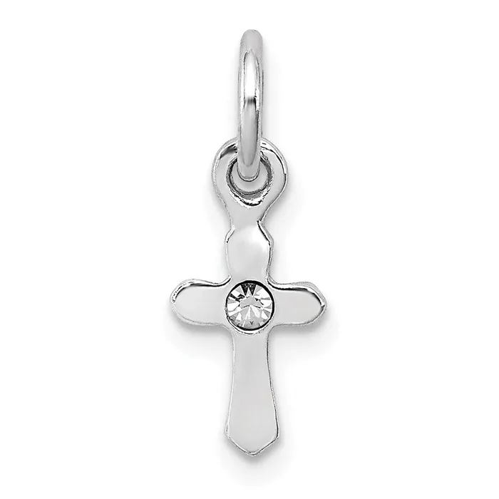 Sterling Silver RHpltd Childs Apr Clear Preciosca Crystal Cross Pendant TreasureFineJewelers Necklaces Sterling Silver RHpltd Childs Apr Clear Preciosca Crystal Cross Pendant TreasureFineJewelers Necklaces