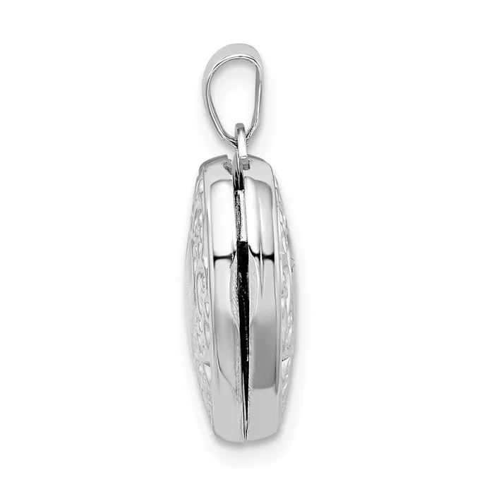 Sterling Silver Rhodplated Scroll Border Reversible 15mm Heart Locket TreasureFineJewelers Rings