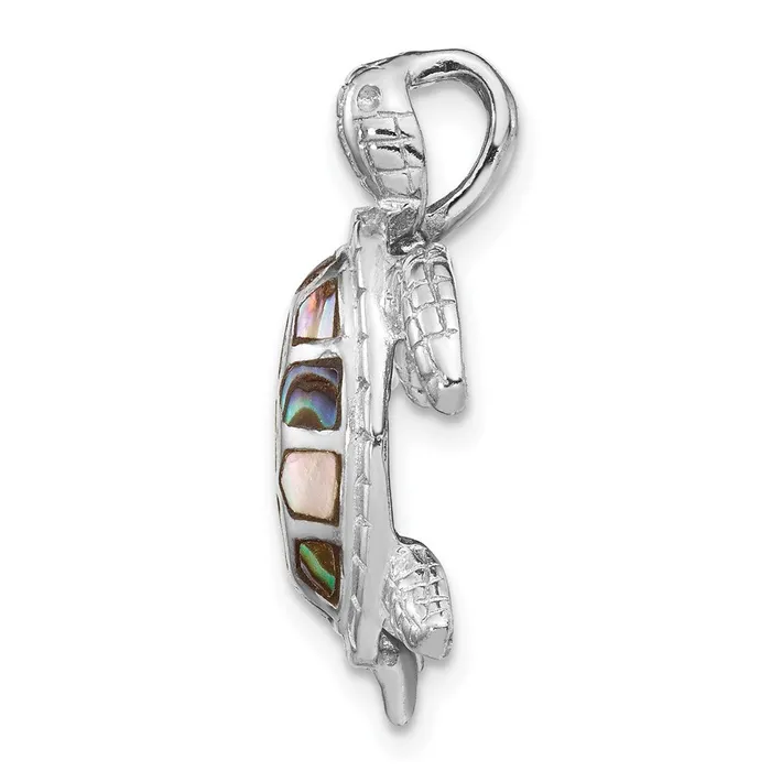 Sterling Silver Rhodiumplated Abalone Textured Turtle Slide TreasureFineJewelers Rings