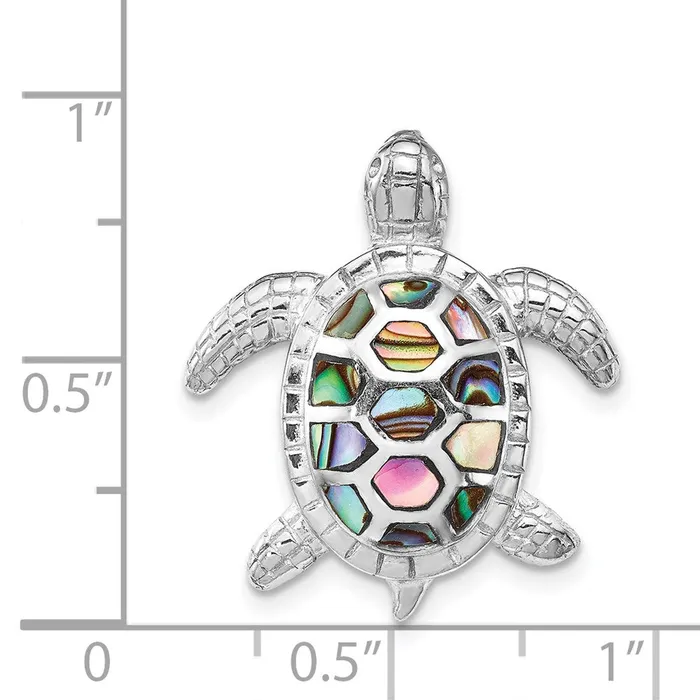 Sterling Silver Rhodiumplated Abalone Textured Turtle Slide TreasureFineJewelers Rings