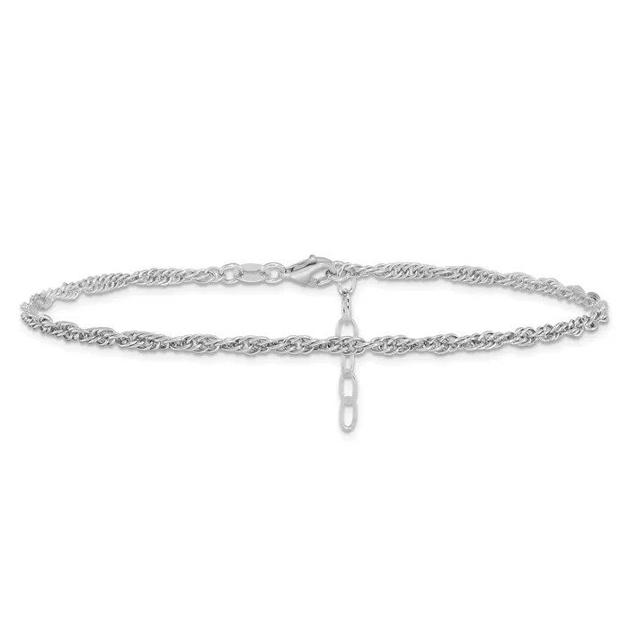 Sterling Silver Rhodiumplated Fancy Chain Anklet TreasureFineJewelers Rings