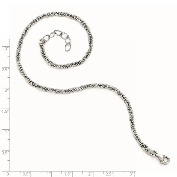 Sterling Silver Rhodiumplated Fancy Chain Anklet TreasureFineJewelers Rings