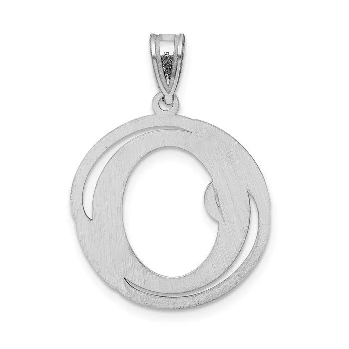 Sterling Silver Rhodiumplated Fancy Script Letter O Initial Pendant TreasureFineJewelers Necklaces