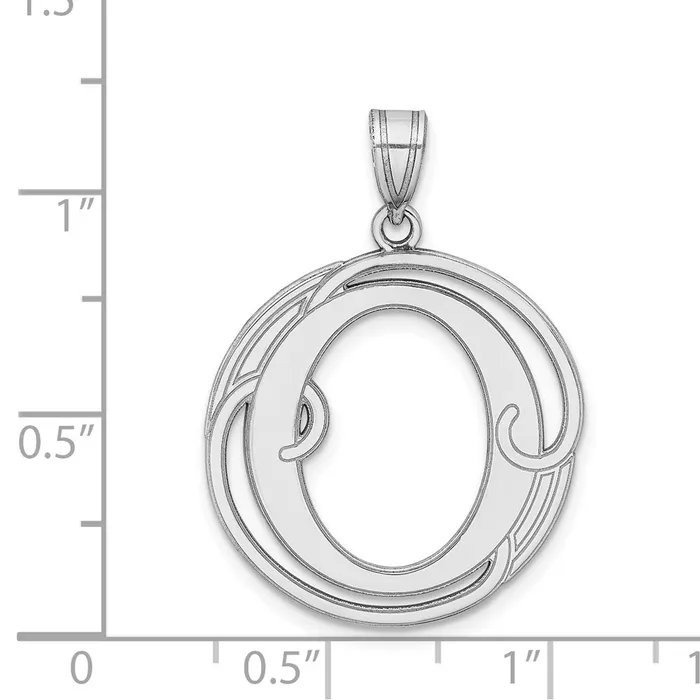 Sterling Silver Rhodiumplated Fancy Script Letter O Initial Pendant TreasureFineJewelers Necklaces