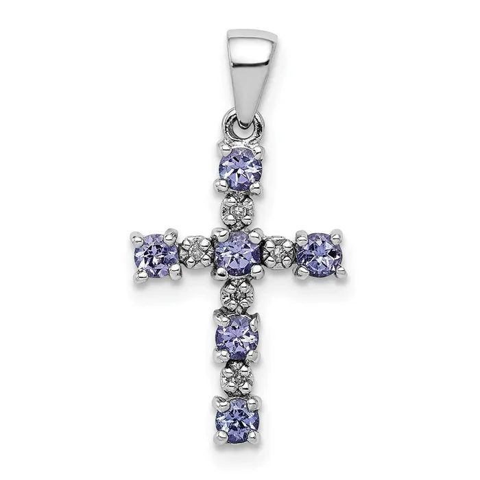 Sterling Silver Rhodiumplated Tanzanite Diamond Pendant TreasureFineJewelers Necklaces Sterling Silver Rhodiumplated Tanzanite Diamond Pendant TreasureFineJewelers Necklaces