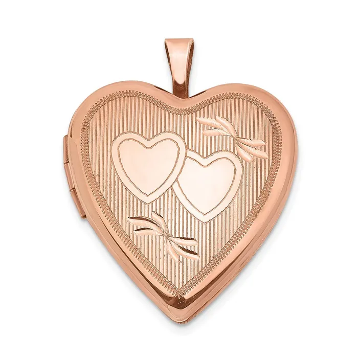 Sterling Silver Rose Goldplated 20mm Double Hearts Heart Locket TreasureFineJewelers Rings Sterling Silver Rose Goldplated 20mm Double Hearts Heart Locket TreasureFineJewelers Rings