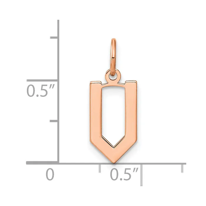 Sterling Silver Roseplated Letter V Initial Pendant TreasureFineJewelers Necklaces