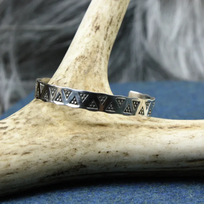Thin Hand Stamped Silver Bracelet Valhallas silver Bracelets