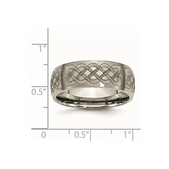 Titanium Brushed Celtic Laser Design 8mm Band TreasureFineJewelers Rings