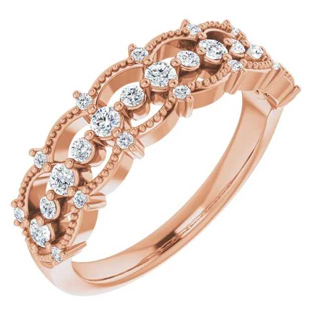 TreasureFineJeweler Rings 14K Rose 13 CTW Diamond Stackable Ring