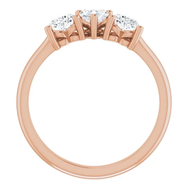 TreasureFineJeweler Rings 14K Rose 1 CTW Natural Diamond ThreeStone Anniversary Band