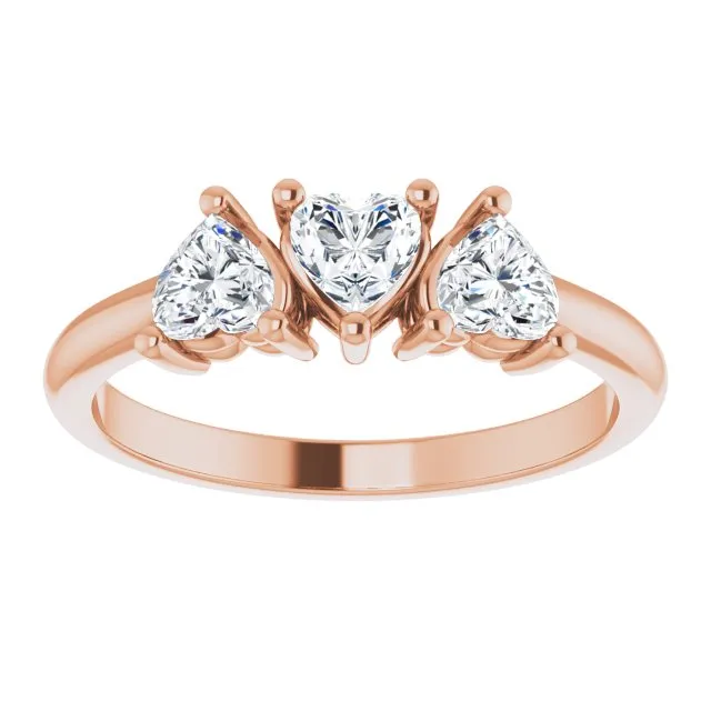 TreasureFineJeweler Rings 14K Rose 1 CTW Natural Diamond ThreeStone Anniversary Band