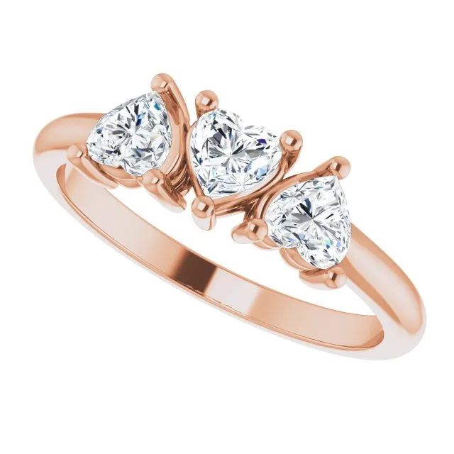 TreasureFineJeweler Rings 14K Rose 1 CTW Natural Diamond ThreeStone Anniversary Band