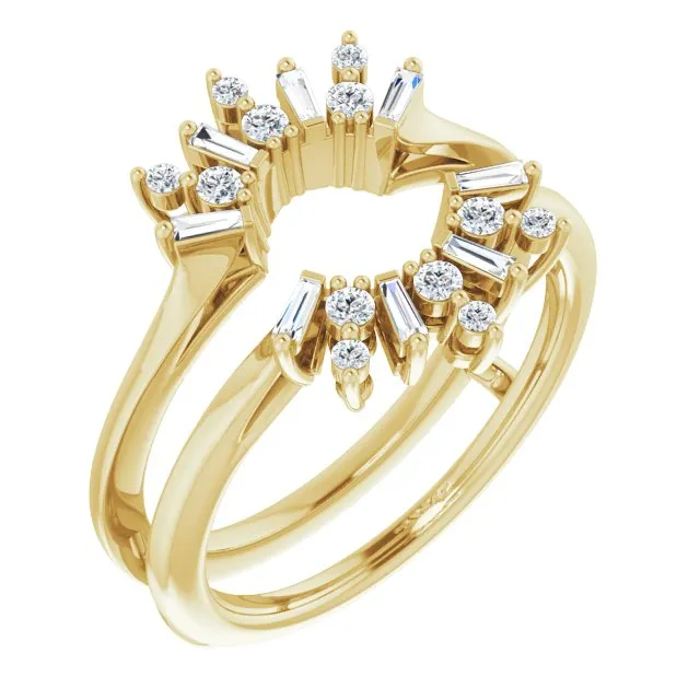 TreasureFineJeweler Rings 14K Yellow 13 CTW Natural Diamond Art Deco Baguette Ring Guard TreasureFineJeweler Rings 14K Yellow 13 CTW Natural Diamond Art Deco Baguette Ring Guard