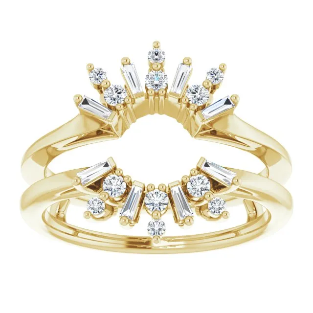 TreasureFineJeweler Rings 14K Yellow 13 CTW Natural Diamond Art Deco Baguette Ring Guard