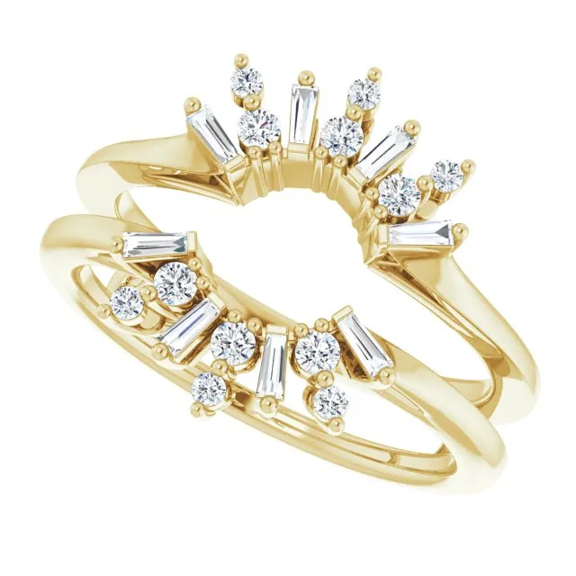 TreasureFineJeweler Rings 14K Yellow 13 CTW Natural Diamond Art Deco Baguette Ring Guard