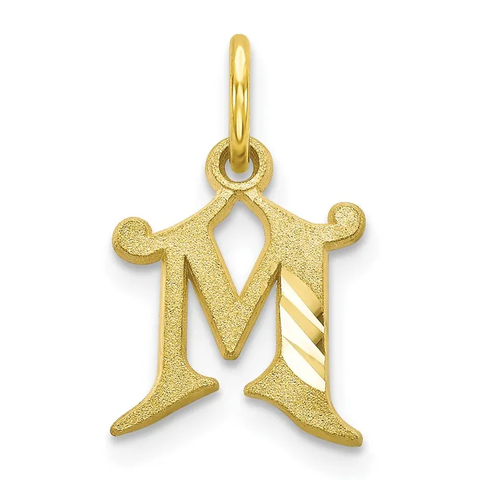TreasureFineJewelers 10k Yellow Gold Initial M Charm Charm Necklaces