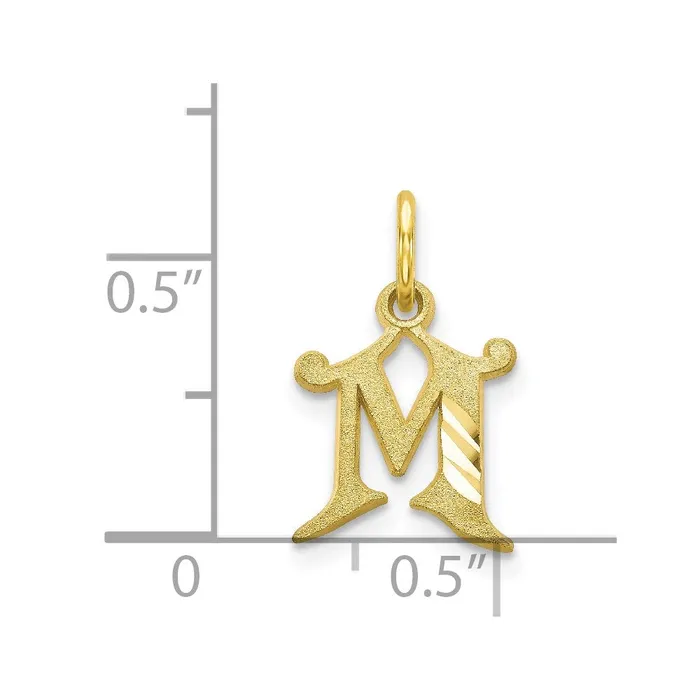 TreasureFineJewelers 10k Yellow Gold Initial M Charm Charm Necklaces