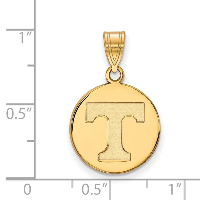 TreasureFineJewelers 10K Yellow Gold University of Tennessee Medium Disc Pendant Necklaces