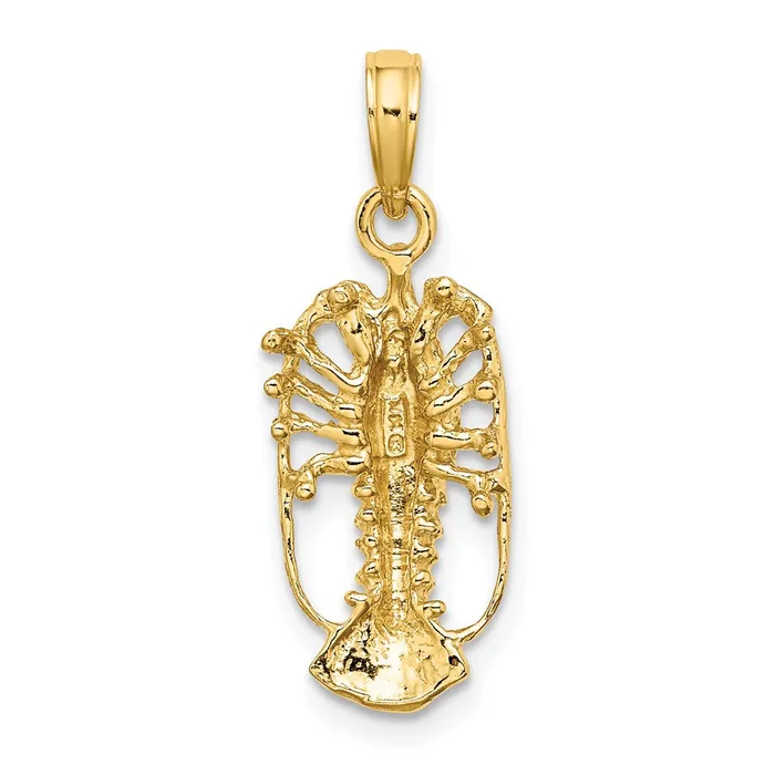 TreasureFineJewelers 14K Florida Lobster with Out Claws Charm Charm Necklaces