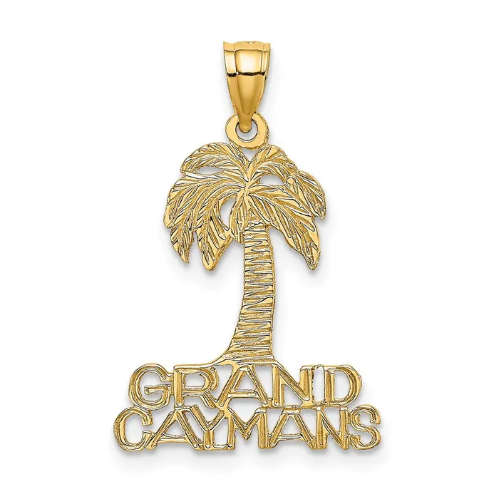 TreasureFineJewelers 14K GRAND CAYMANS Palm Tree Charm Charm Necklaces