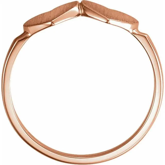 TreasureFineJewelers 14K Rose 138x7 mm Double Heart Signet Ring Rings
