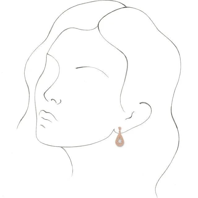 TreasureFineJewelers 14K Rose Gold Freshwater Cultured Pearl VintageInspired Earrings Earrings