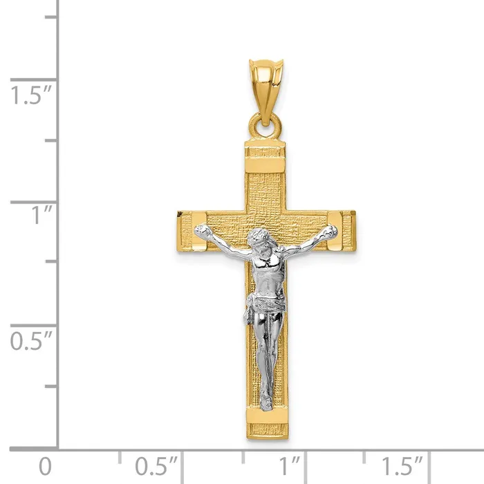 TreasureFineJewelers 14k Twotone INRI Crucifix Pendant Rings