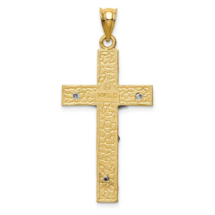TreasureFineJewelers 14k Twotone INRI Crucifix Pendant Rings