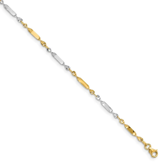 TreasureFineJewelers 14K Twotone Polished Twisted Link Anklet Rings
