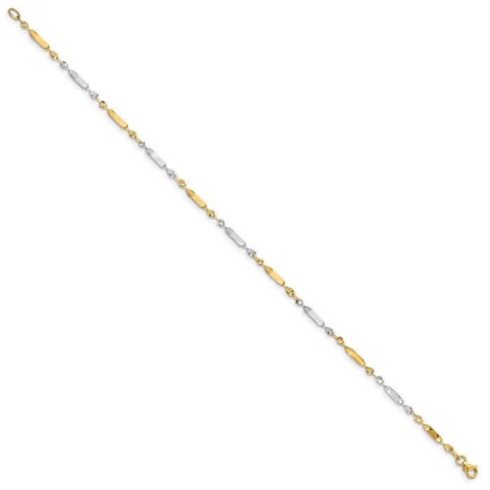 TreasureFineJewelers 14K Twotone Polished Twisted Link Anklet Rings