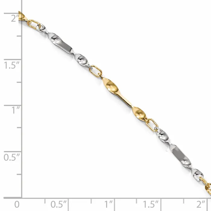 TreasureFineJewelers 14K Twotone Polished Twisted Link Anklet Rings