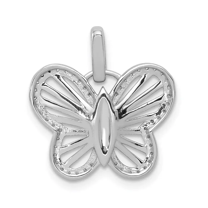 TreasureFineJewelers 14k White Gold 019ct Diamond Butterfly Pendant Necklaces