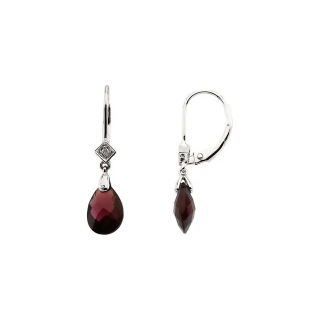 TreasureFineJewelers 14K White Gold 10x7 mm Briolette Natural Brazilian Garnet 025 CTW Natural Diamond Earrings Earrings TreasureFineJewelers 14K White Gold 10x7 mm Briolette Natural Brazilian Garnet 025 CTW Natural Diamond Earrings Earrings