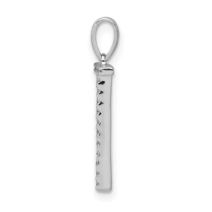 TreasureFineJewelers 14K White Gold Diamond Letter T Initial Pendant Necklaces