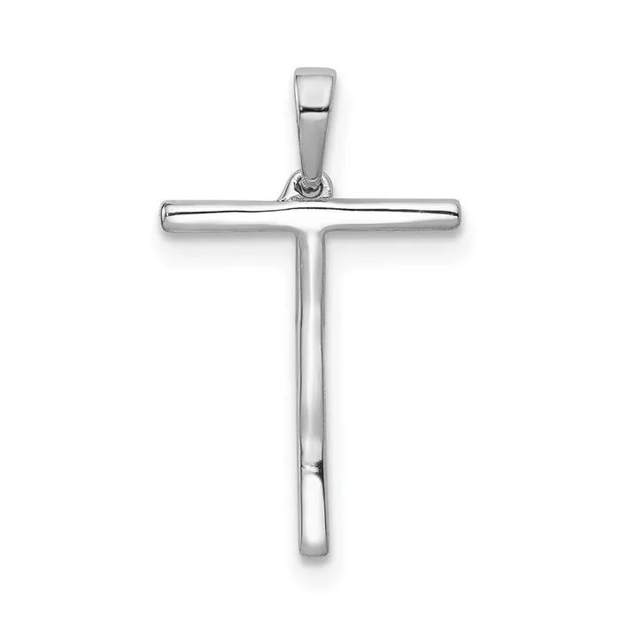 TreasureFineJewelers 14K White Gold Diamond Letter T Initial Pendant Necklaces