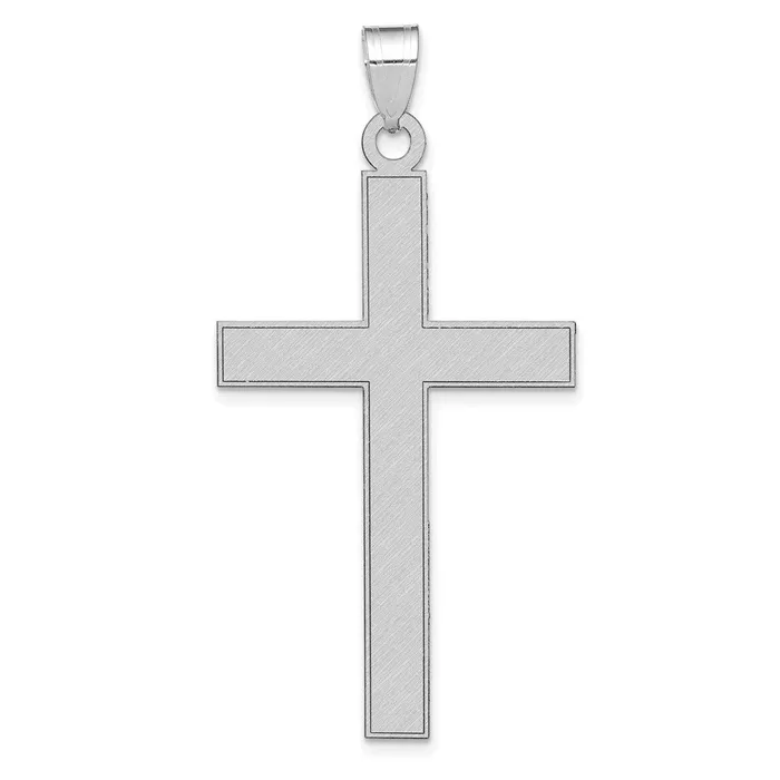 TreasureFineJewelers 14k White Gold Florentine Satin Cross Pendant Necklaces TreasureFineJewelers 14k White Gold Florentine Satin Cross Pendant Necklaces