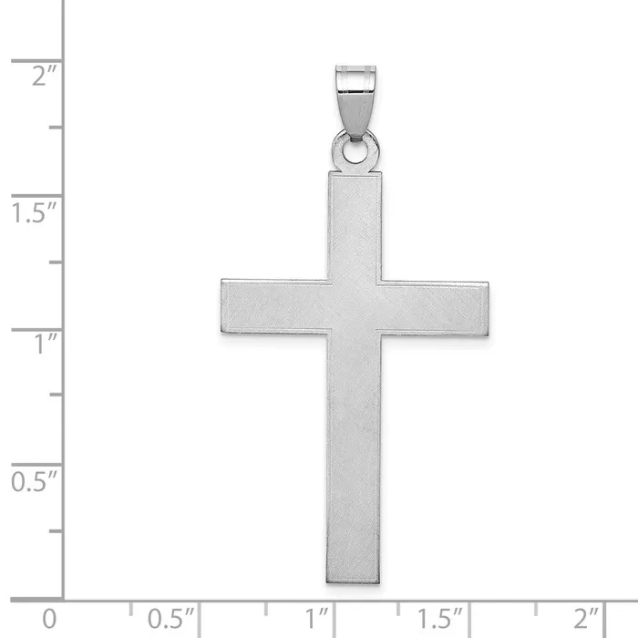 TreasureFineJewelers 14k White Gold Florentine Satin Cross Pendant Necklaces