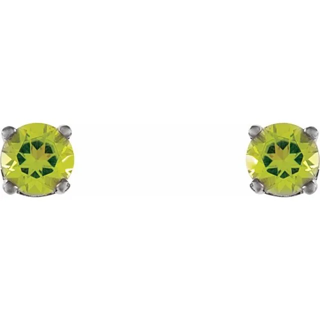TreasureFineJewelers 14K White Gold Natural Peridot Youth Earrings Earrings