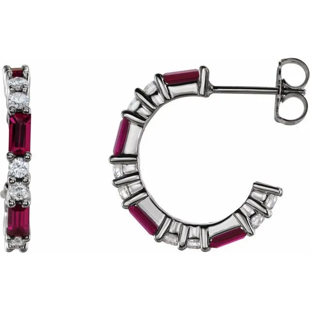 TreasureFineJewelers 14K White LabCreated Ruby 12 CTW Diamond Earrings Earrings TreasureFineJewelers 14K White LabCreated Ruby 12 CTW Diamond Earrings Earrings