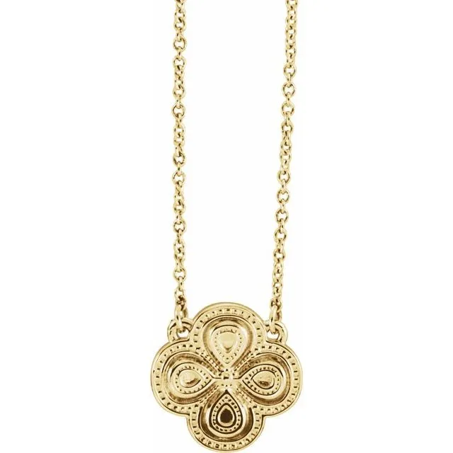 TreasureFineJewelers 14K Yellow 18 Clover Necklace Necklaces
