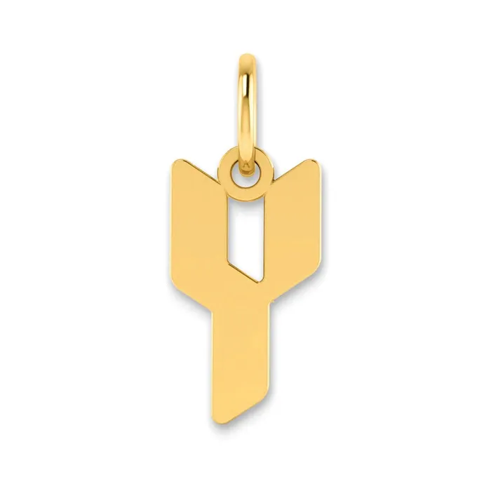 TreasureFineJewelers 14k Yellow Gold Letter Y Initial Pendant Necklaces