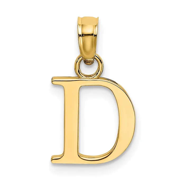 TreasureFineJewelers 14k Yellow Gold Polished Block Letter D Initial Pendant Necklaces TreasureFineJewelers 14k Yellow Gold Polished Block Letter D Initial Pendant Necklaces