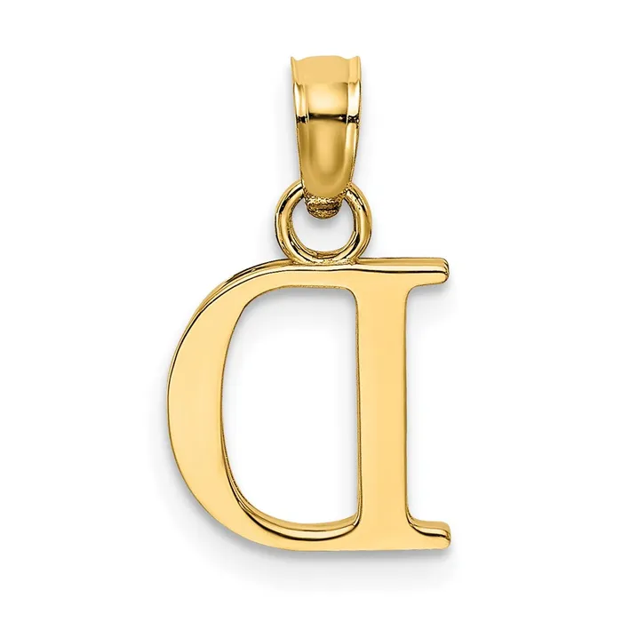 TreasureFineJewelers 14k Yellow Gold Polished Block Letter D Initial Pendant Necklaces