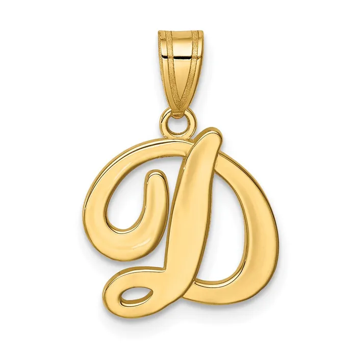 TreasureFineJewelers 14k Yellow Gold Script Letter D Initial Pendant Necklaces TreasureFineJewelers 14k Yellow Gold Script Letter D Initial Pendant Necklaces