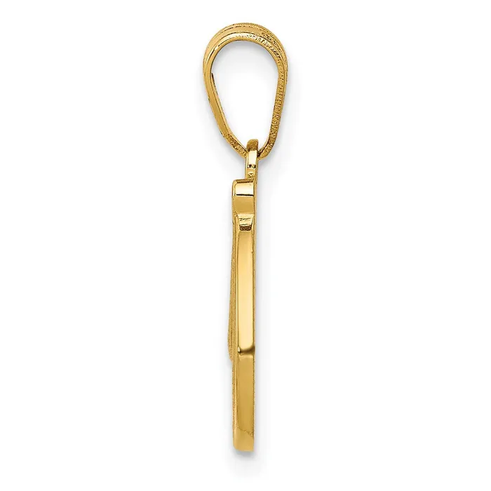 TreasureFineJewelers 14k Yellow Gold Script Letter D Initial Pendant Necklaces