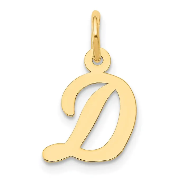 TreasureFineJewelers 14k Yellow Gold Small Script Letter D Initial Charm Charm Necklaces TreasureFineJewelers 14k Yellow Gold Small Script Letter D Initial Charm Charm Necklaces