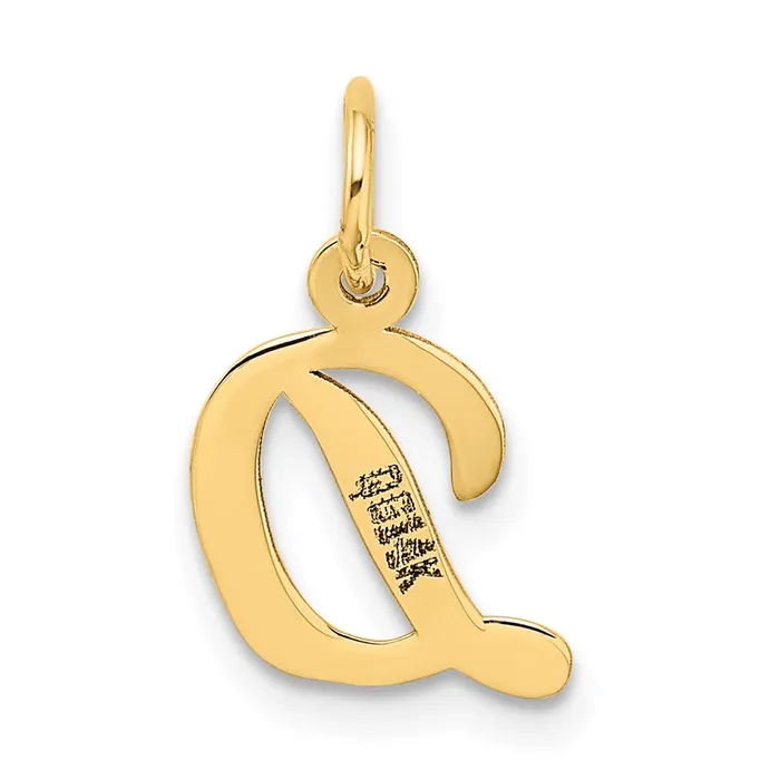 TreasureFineJewelers 14k Yellow Gold Small Script Letter D Initial Charm Charm Necklaces