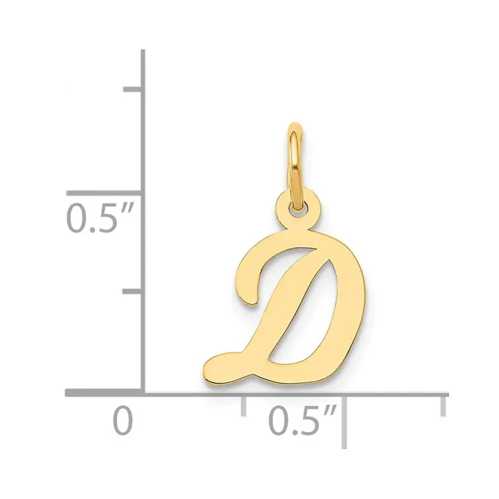 TreasureFineJewelers 14k Yellow Gold Small Script Letter D Initial Charm Charm Necklaces