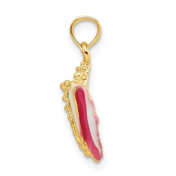 TreasureFineJewelers 14k Yellow Gold Textured and Enamel Conch Shell Pendant Necklaces